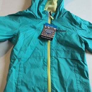 Columbia Teal Jacket with Lime Green Zipper